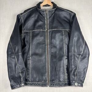 Vintage Tommy Bahama Black Leather Jacket XL